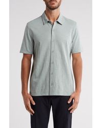 Vince - Slub Knit Short Sleeve Cotton Button-Up Shirt - Lyst