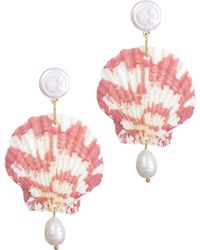 Adornia - Shell & Faux Pearl Drop Earrings - Lyst