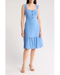 Eliza J - Button Front A-Line Midi Dress - Lyst