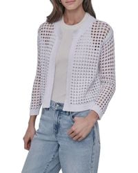 DKNY - Open Stitch Cotton Cardigan - Lyst