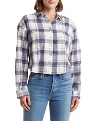 Abound - Plaid Flannel Crop Button-up Shirt - Lyst
