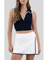 Blu Pepper - Contrast Trim Johnny Collar Tank Top - Lyst
