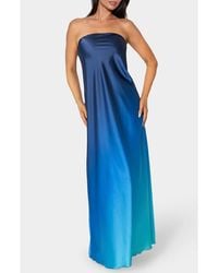 Bebe - Satin Ombré Strapless Maxi Dress - Lyst