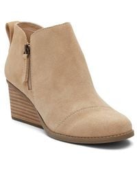 TOMS - Wedge Leather Bootie - Lyst
