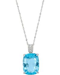 Savvy Cie Jewels - Swiss Blue Topaz & Cz Pendant Necklace - Lyst