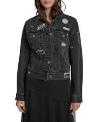 DKNY - Logo Patch Denim Trucker Jacket - Lyst