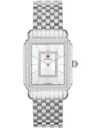 Michele - Deco Ii Diamond Embellished Stainless Steel Bracelet Watch - Lyst