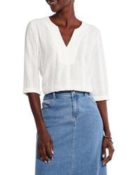 NIC+ZOE - Embroidered Eyelet Popover Blouse - Lyst