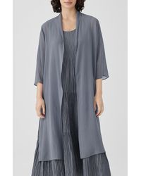 Eileen Fisher - Open Front Silk Chiffon Jacket - Lyst