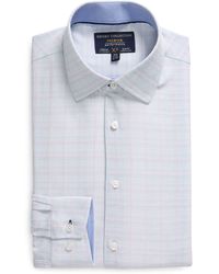 Report Collection - Check Print Stretch Slim Fit Dress Shirt - Lyst
