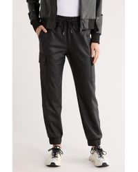 90 Degrees - Lux Aviator Faux Leather Cargo Joggers - Lyst