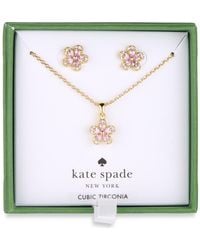 Kate Spade - Flower Cubic Zirconia Pendant Necklace & Stud Earrings Set - Lyst