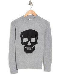 Sweet Romeo Skull Mock Neck Sweater In Latte White At