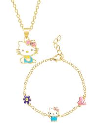 JACMEL - Hello Kitty Cubic Zirconia & Enamel Charm Bracelet & Necklace Set - Lyst