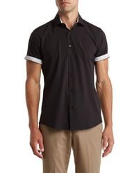 Tom Baine - Slim Fit Short Sleeve Performance Stretch Button-Up Shirt - Lyst