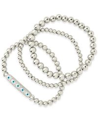Sterling Forever - Set Of 3 Cubic Zirconia & Enamel Evil Eye Chain Bracelets - Lyst