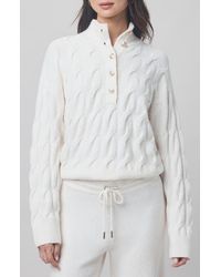 Splendid - X @Cellajaneblog Cable Half Placket Sweater - Lyst