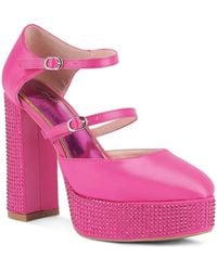 LONDON RAG - Rhinstone Embellished Platform Mary Jane Pump - Lyst