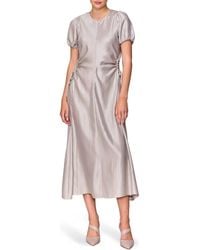 MELLODAY - Side Cutout Puff Sleeve Midi Dress - Lyst