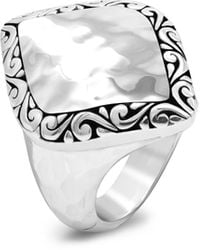 DEVATA - Sterling Silver Bali Hammer Filigree Accent Dome Ring - Lyst