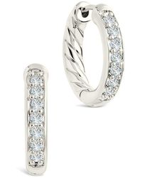 Sterling Forever - Dylan Cubic Zirconia Micro Hoop Earrings - Lyst