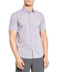 Theory - Irving Geo Print Stretch Short Sleeve Button-up Shirt - Lyst