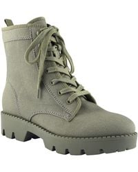 Marc Fisher Fayth Lug Sole Boot In Olive Fabric At Nordstrom Rack - Green