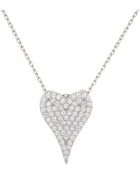 Suzy Levian - Cubic Zirconia Elongated Heart Pendant Necklace - Lyst
