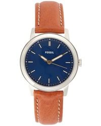 Fossil - Minimalist Three Hand Quartz Leather Strap Watch, 44Mm - Lyst