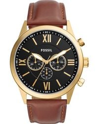 Fossil - Flynn Chronograph Leather Strap Watch, 48Mm - Lyst