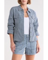 Democracy - Stripe Ruched Sleeve Shirt Jacket - Lyst