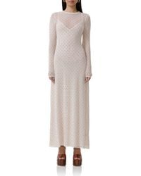 AFRM - Paola Polka Dot Long Sleeve Mesh Dress - Lyst