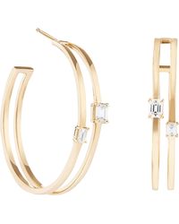 Lana Jewelry - Solo Double Emerald-cut Diamond Hoop Earrings - Lyst