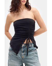 BDG - Rem Asymmetric Drawstring Ruched Strapless Top - Lyst