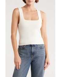 525 - Eva Square Neck Crop Rib Tank - Lyst
