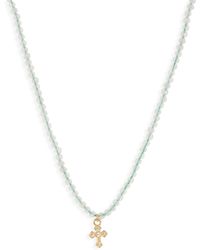 Argento Vivo Sterling Silver - Beaded Cross Pendant Necklace - Lyst