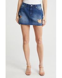 PTCL - Heart Cutout Rhinestone Denim Miniskirt - Lyst
