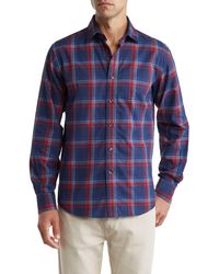 Lorenzo Uomo - Trim Fit Plaid Flannel Cotton Dress Shirt - Lyst