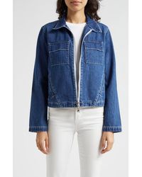L'Agence - Elaine Zip Front Denim Jacket - Lyst