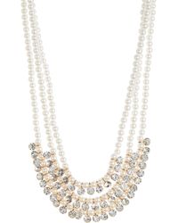Tasha - Imitation Pearl & Crystal Layered Bib Necklace - Lyst