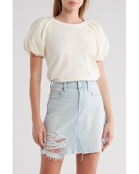 7 For All Mankind - Puff Sleeve Mixed Media Top - Lyst