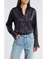 FRAME - The Standard Stripe Stretch Silk Button-Up Shirt - Lyst