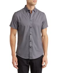Report Collection - Recycled 4-way Mini Geo Print Short Sleeve Sport Shirt - Lyst