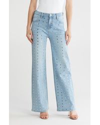 PTCL - Rhinestone Embellished High Waist Ultrawide Leg Jeans - Lyst
