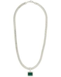 Sterling Forever - Calder Cubic Zirconia Pendant Herringbone Chain Necklace - Lyst