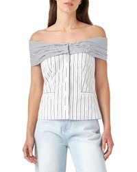English Factory - Stripe Off The Shoulder Blouse - Lyst
