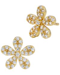 Savvy Cie Jewels - Cz Pavé Flower Stud Earrings - Lyst