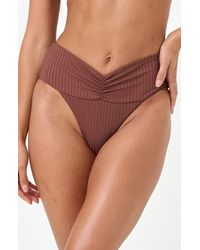 LSPACE - Bardot Ruched Rib Bikini Bottoms - Lyst
