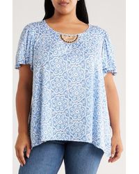 Ruby Rd. - Embroidered Puff Print Flutter Sleeve T-Shirt - Lyst