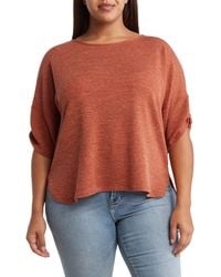 Max Studio - Ruched Sleeve Ribbed Top - Lyst